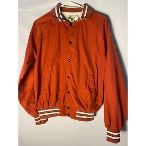 Vintage NOMAD Red Orange Button Snap Bomber Jacket Men's Size Medium
